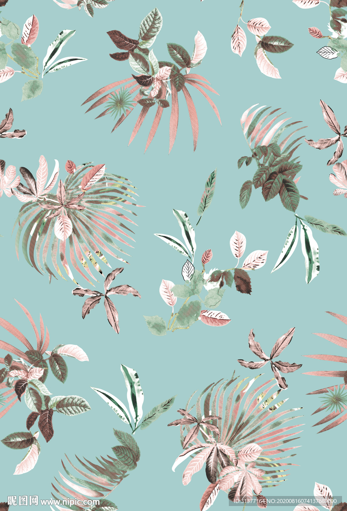 手绘水彩叶子花