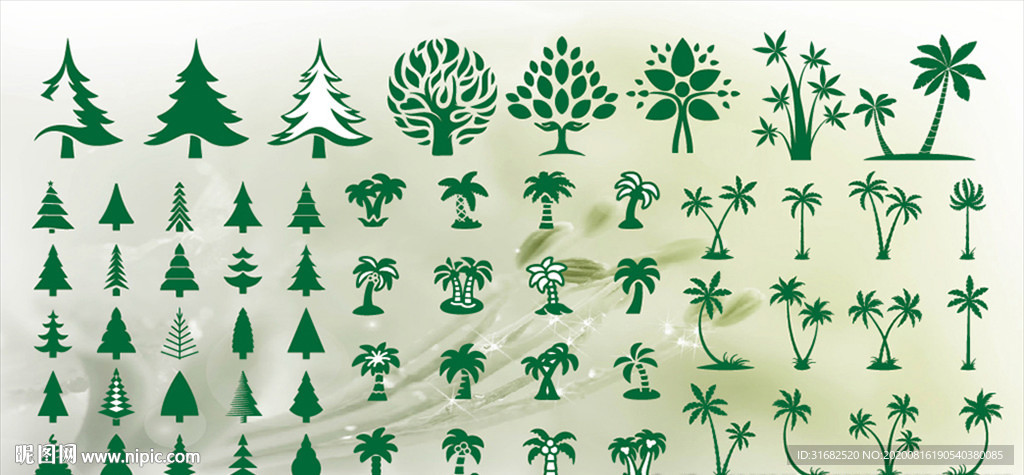 卡通树木矢量剪影合集