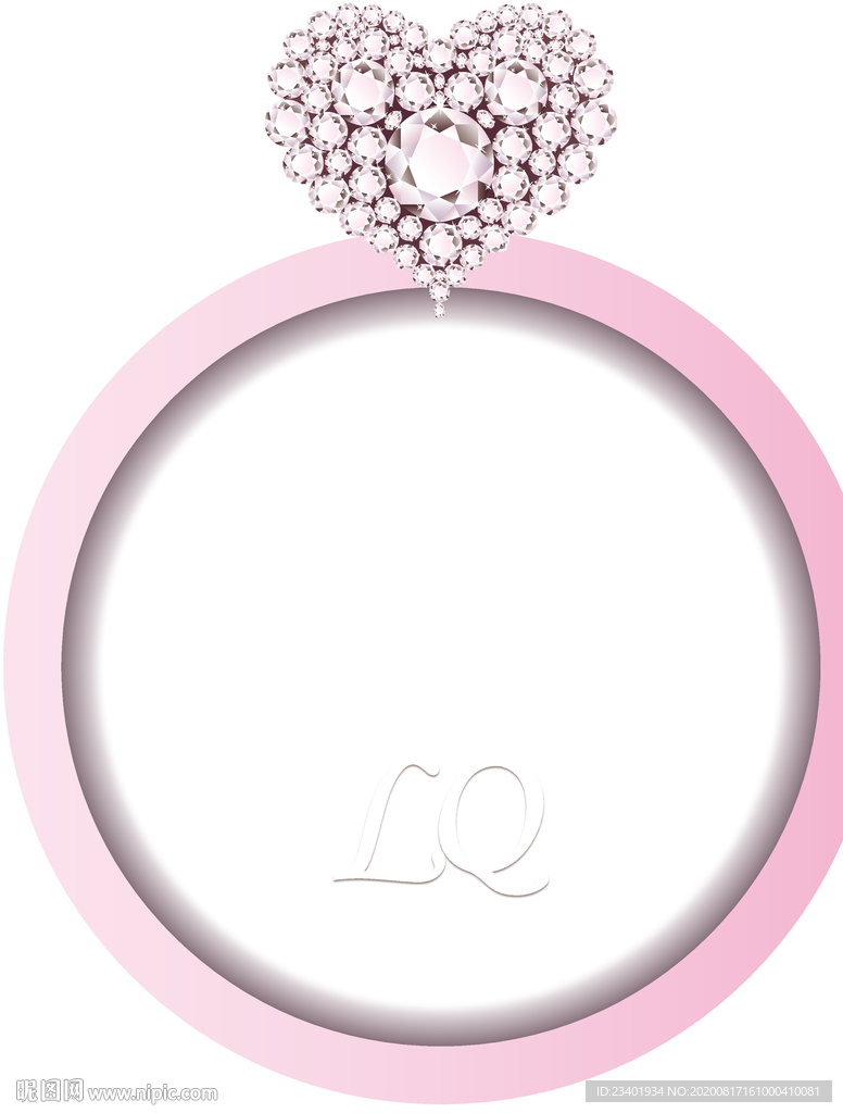 粉色戒指婚礼水牌吊牌花纹边框