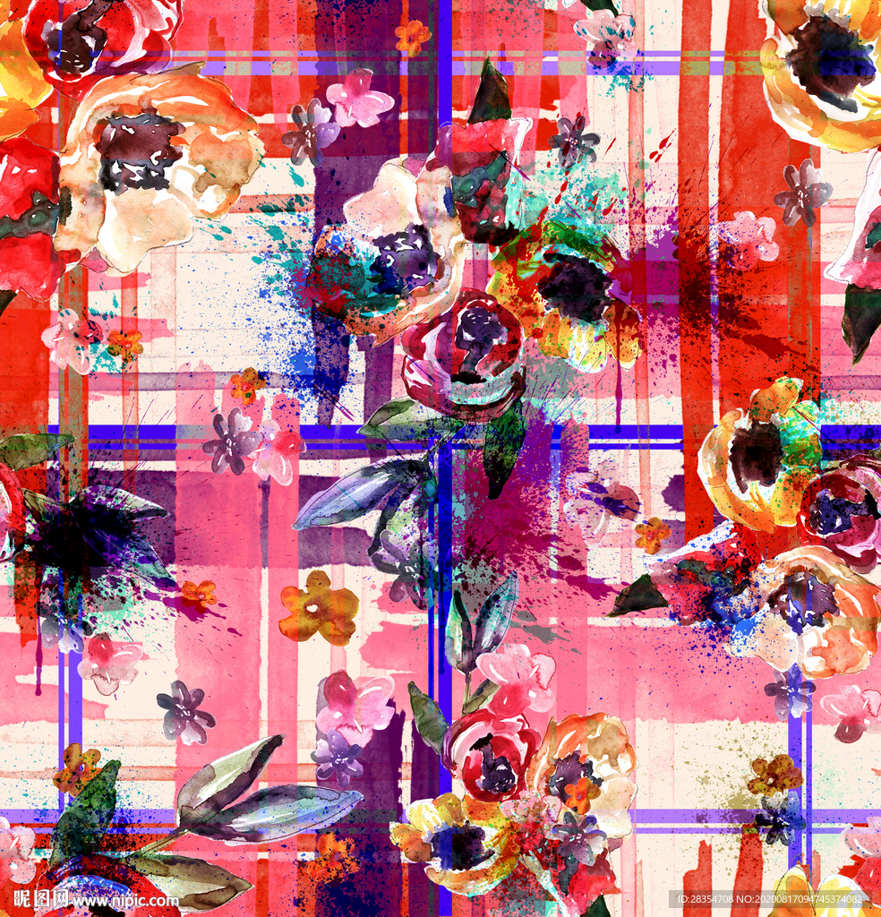 大牌 扎染 手绘花  图案 潮