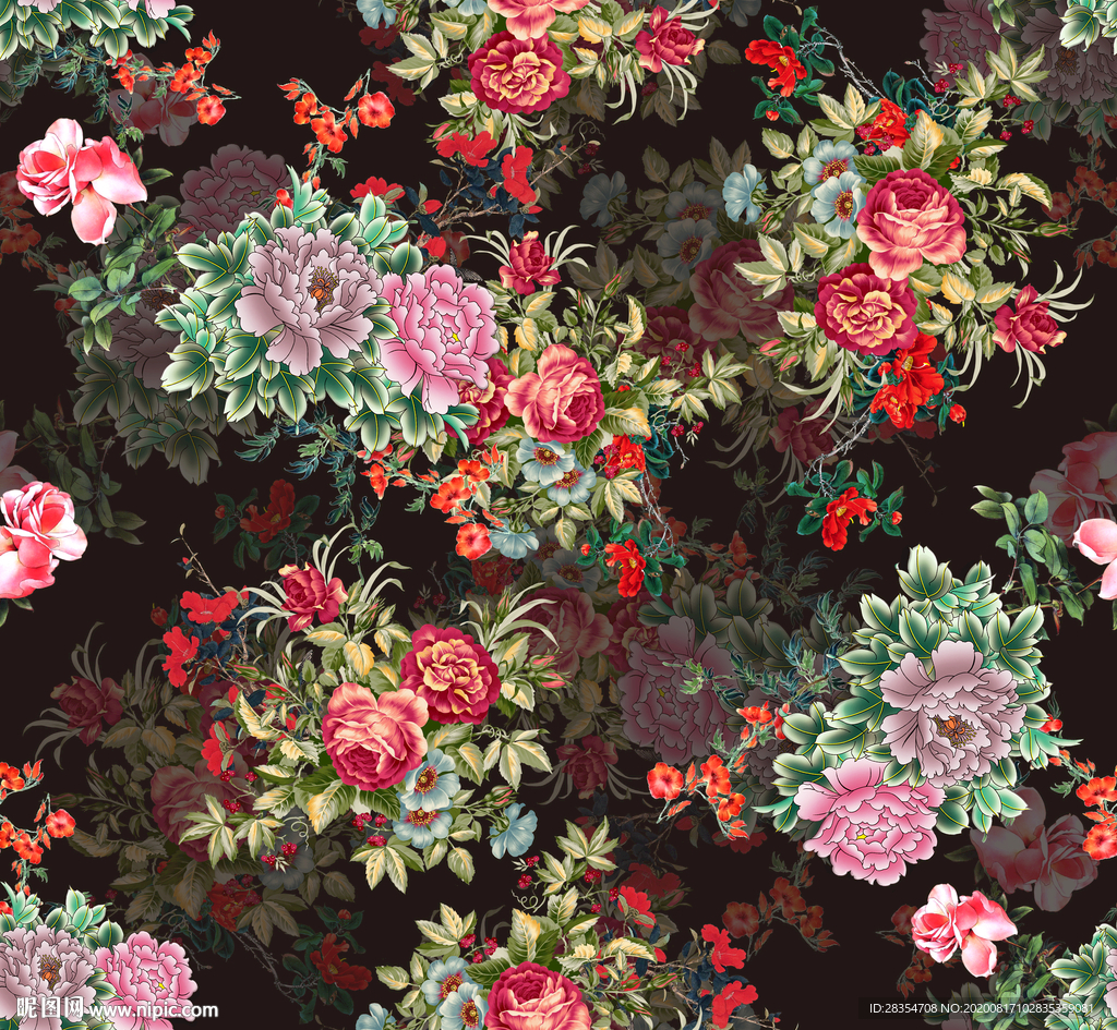 大牌 手绘花  图案 水彩花