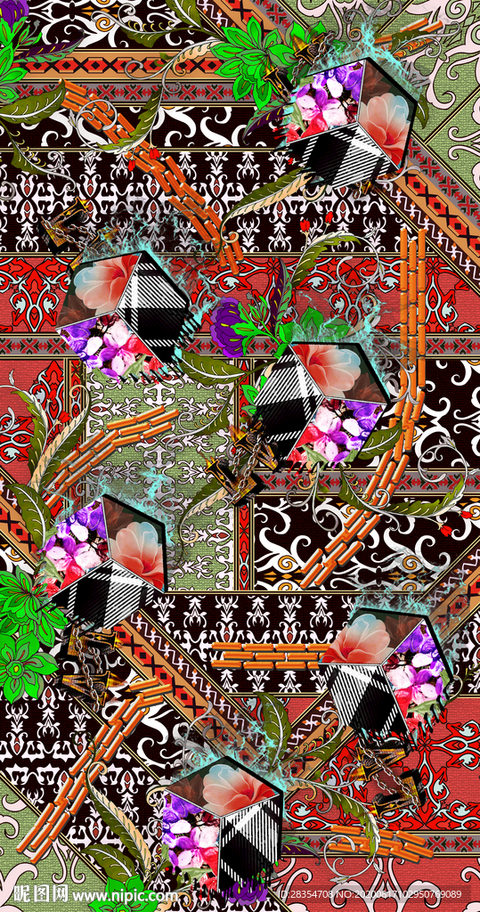 大牌 链条 卡通 花 扎染