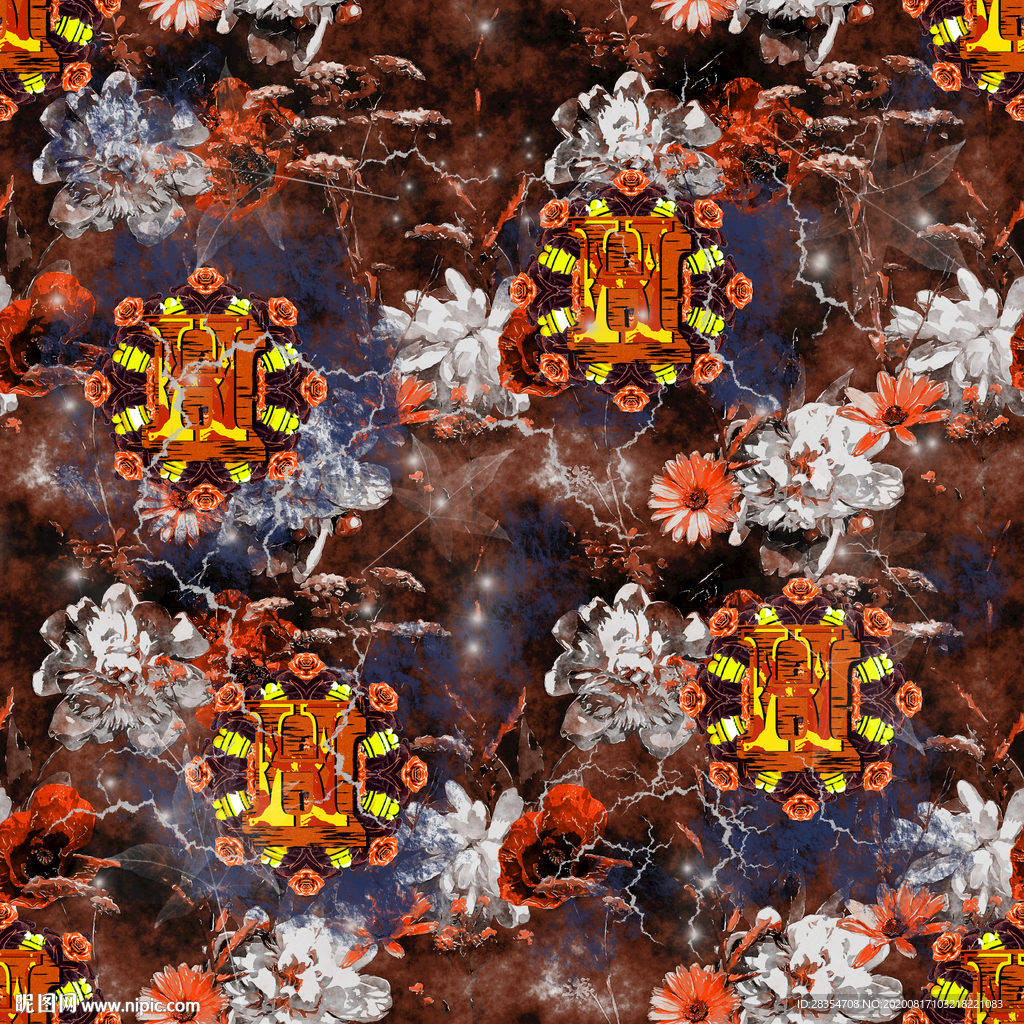 大牌 字母 花 扎染