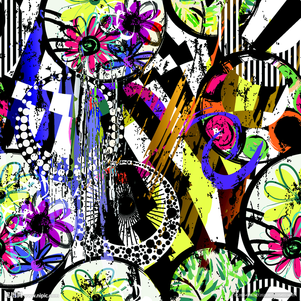 大牌 手绘花 图案 抽象