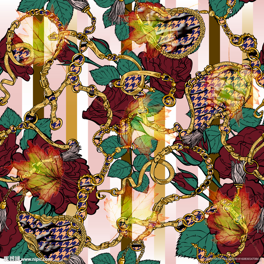 大牌 链条 花 格子 卡通