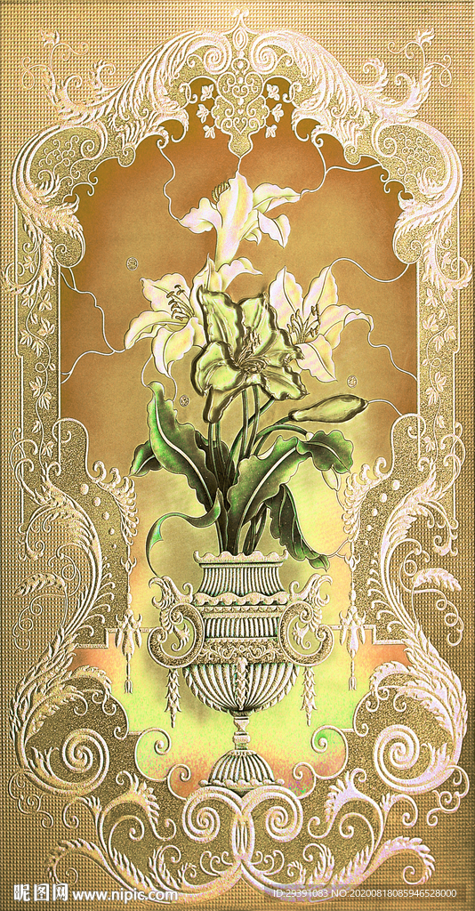 百合花玄关背景图