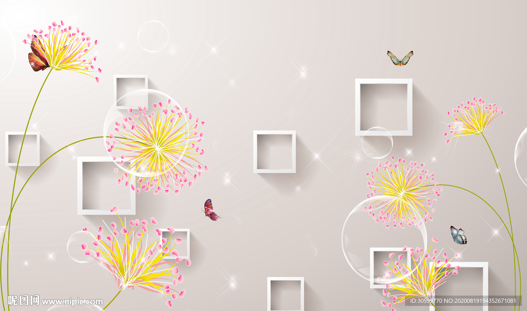 蒲公英电视背景墙