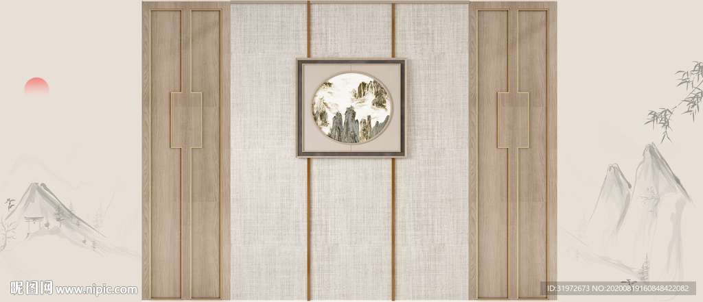 中式背景墙 客厅室内设计摄影墙