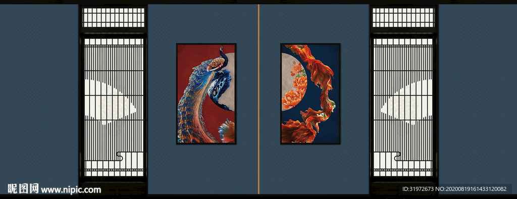 中式背景墙 客厅室内设计摄影墙