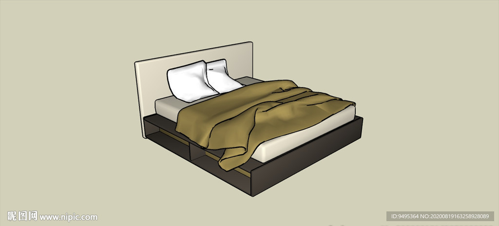 草图大师模型双人床