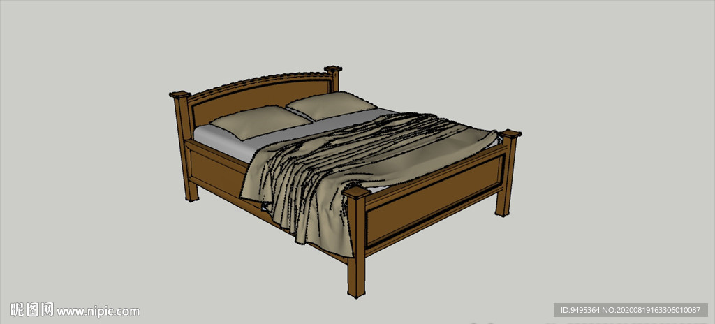 草图大师模型仿古床