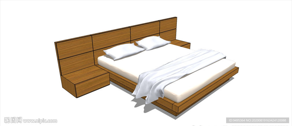 草图大师模型原木床