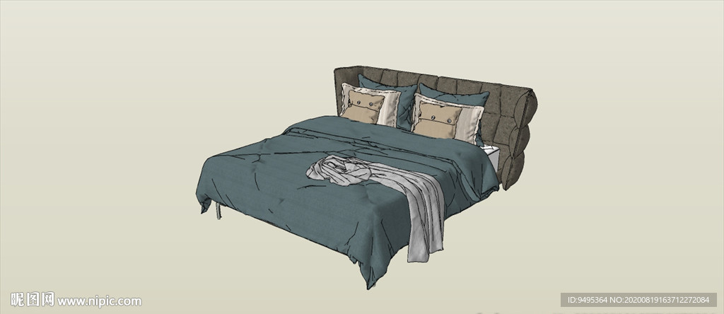 草图大师模型现代家具双人床