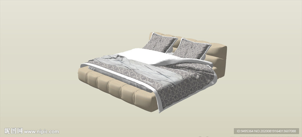 草图大师模型现代家具双人床