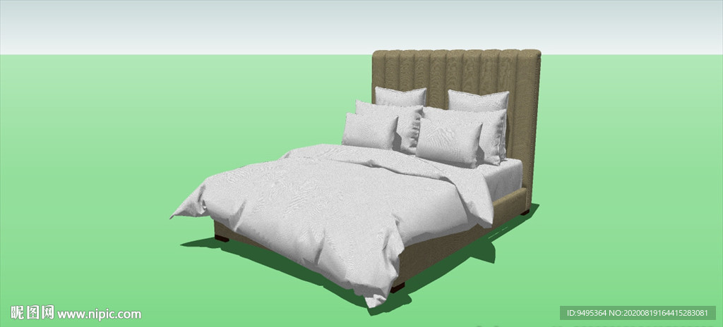 草图大师模型现代家具双人床