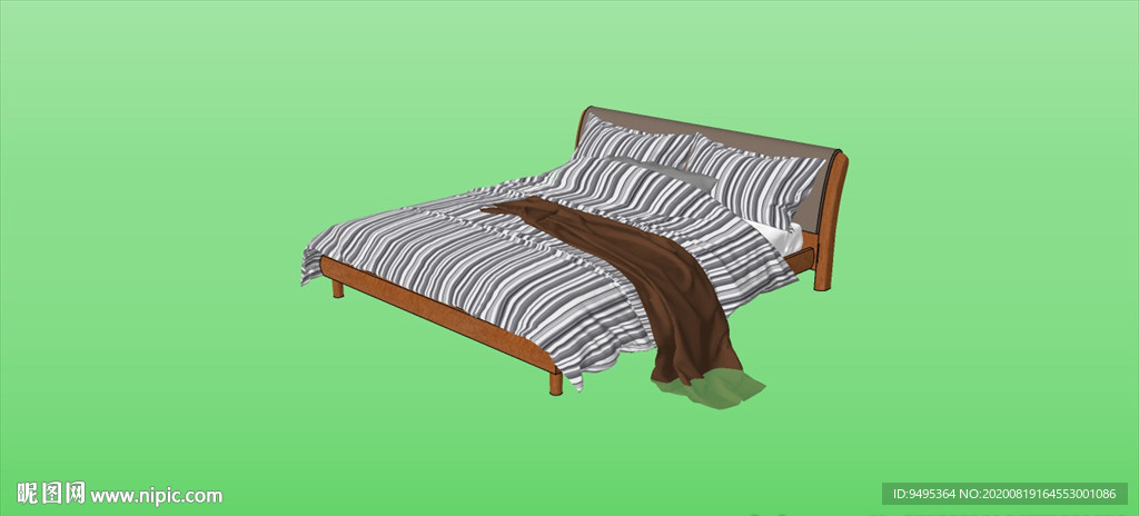 草图大师模型现代家具双人床