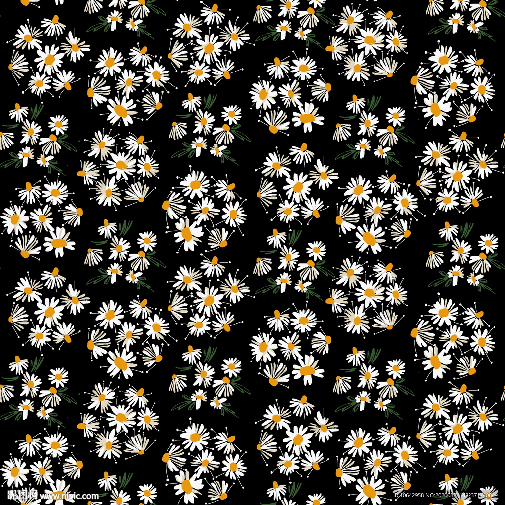 黑底小雏菊图案