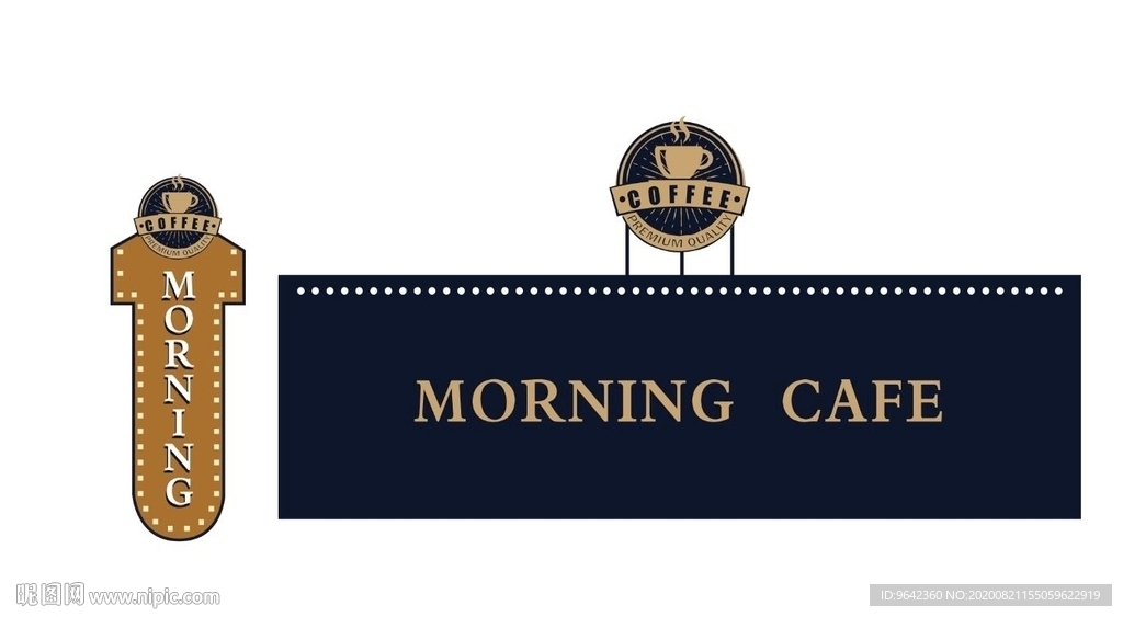 咖啡店门头店招侧招发光灯箱设计