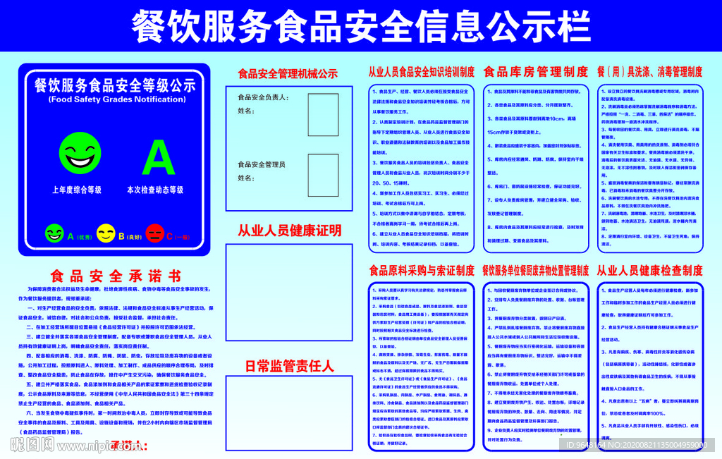 餐饮食品安全公示