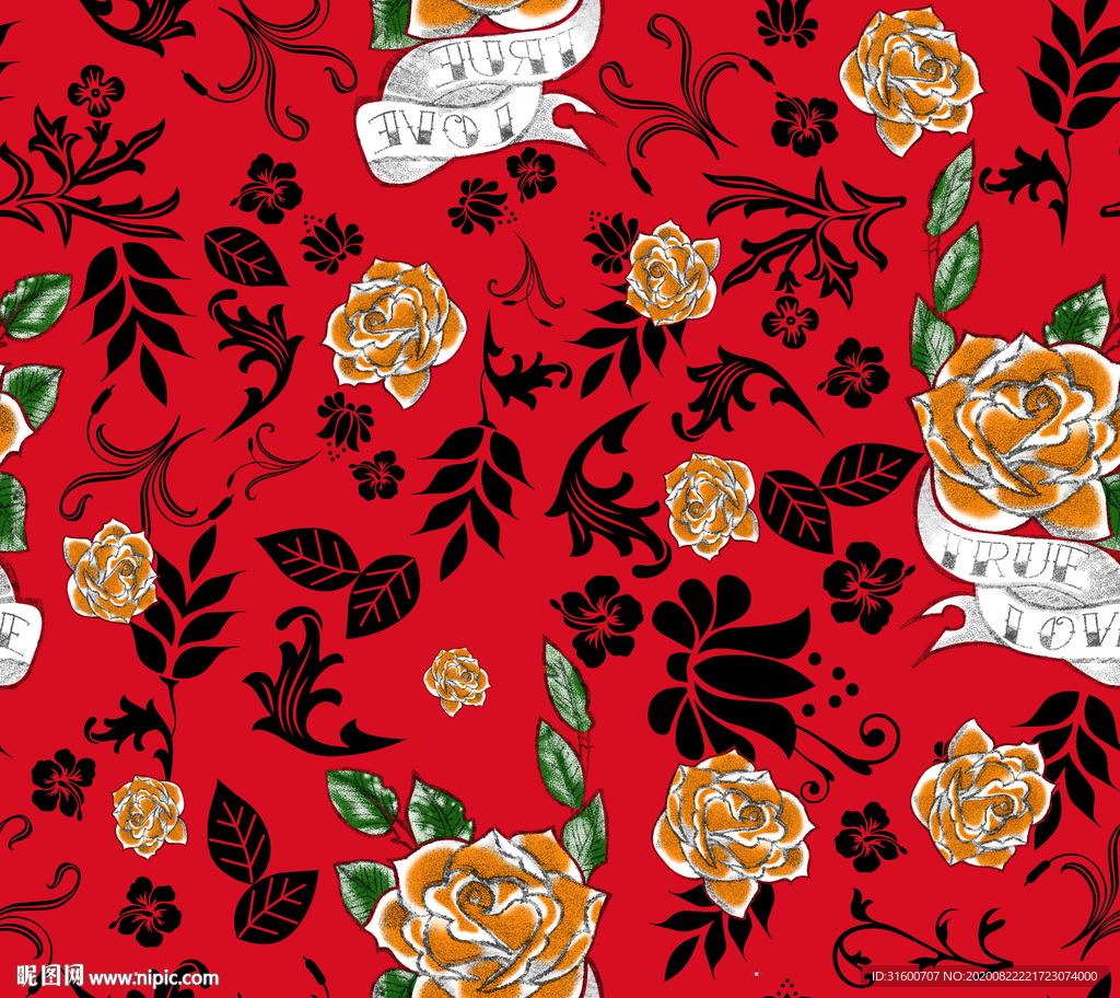 定位手绘叶子大花