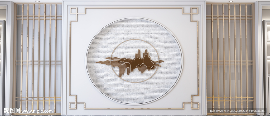 中式背景墙 客厅室内设计摄影墙