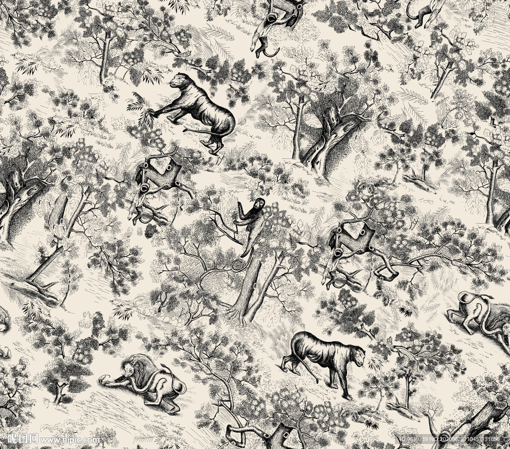 森林老虎猴子狮子