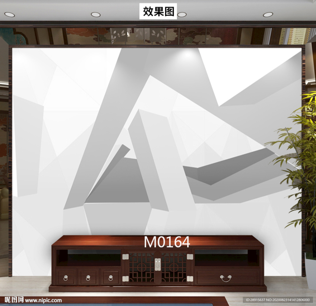 3D几何意境空间背景墙