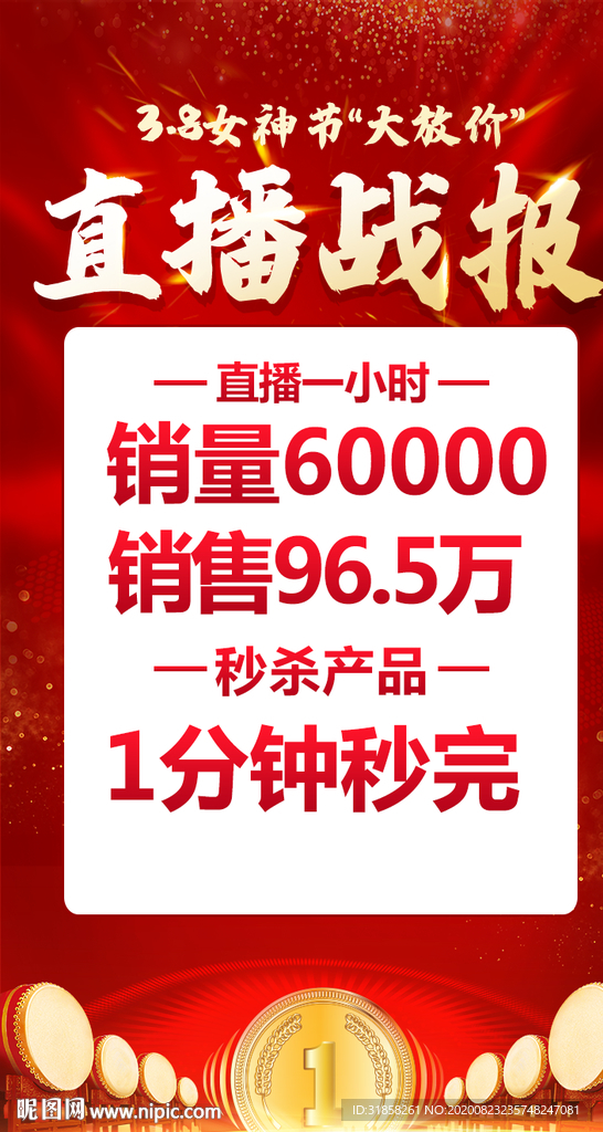 直播战报火爆成绩海报图