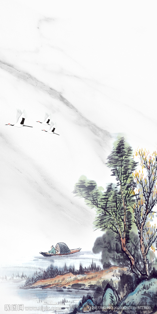 国画大气玄关山水 TIF分层