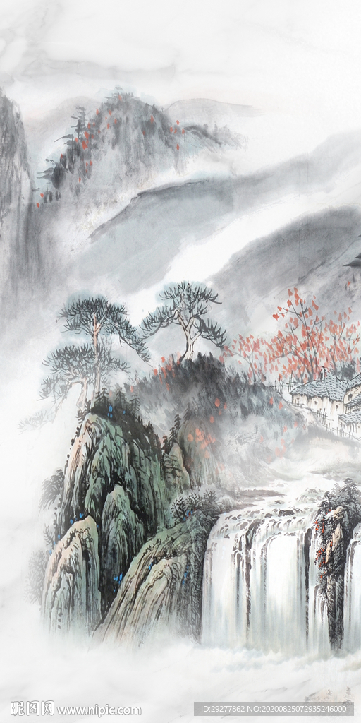 国画 玄关新中式画 TIF分层