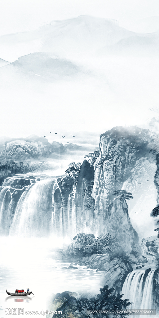 蓝色走道玄关山水 TIF分层