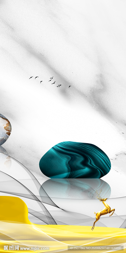 现代大气玄关山水 TIF分层