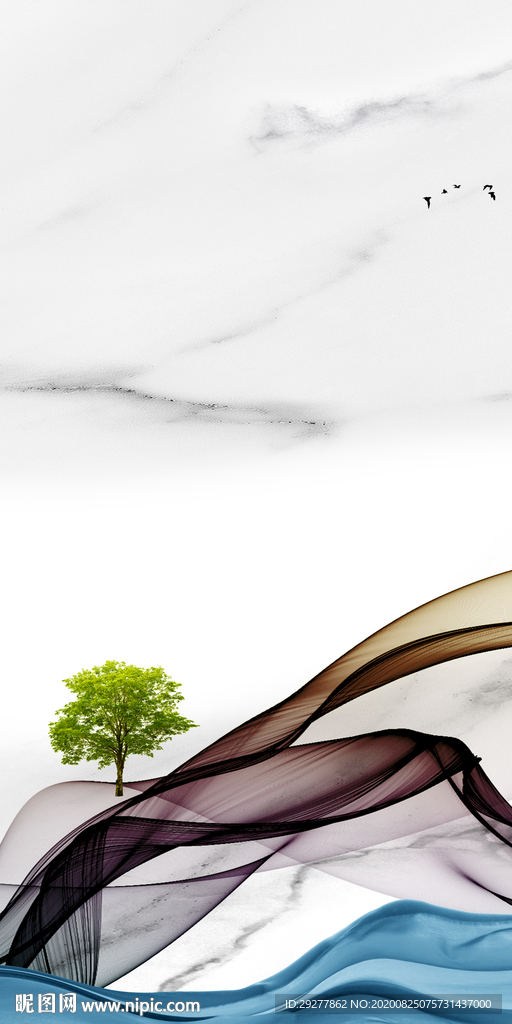 爵士白玄关新中式画 TIF分层