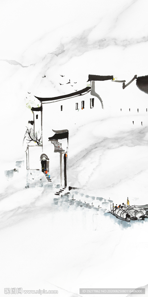 江南大气玄关山水 TIF分层