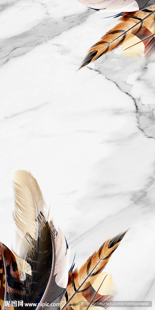 羽毛大气玄关山水 TIF分层