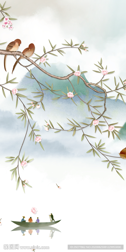 花鸟玄关新中式画 TIF分层