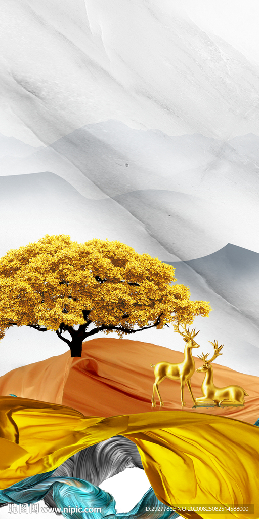 金树大气玄关山水 TIF分层