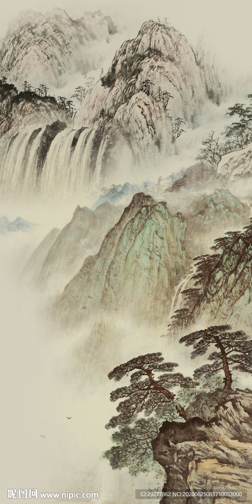 国画走道玄关山水 TIF分层