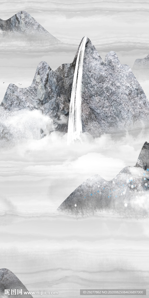 中式大气玄关山水 TIF分层