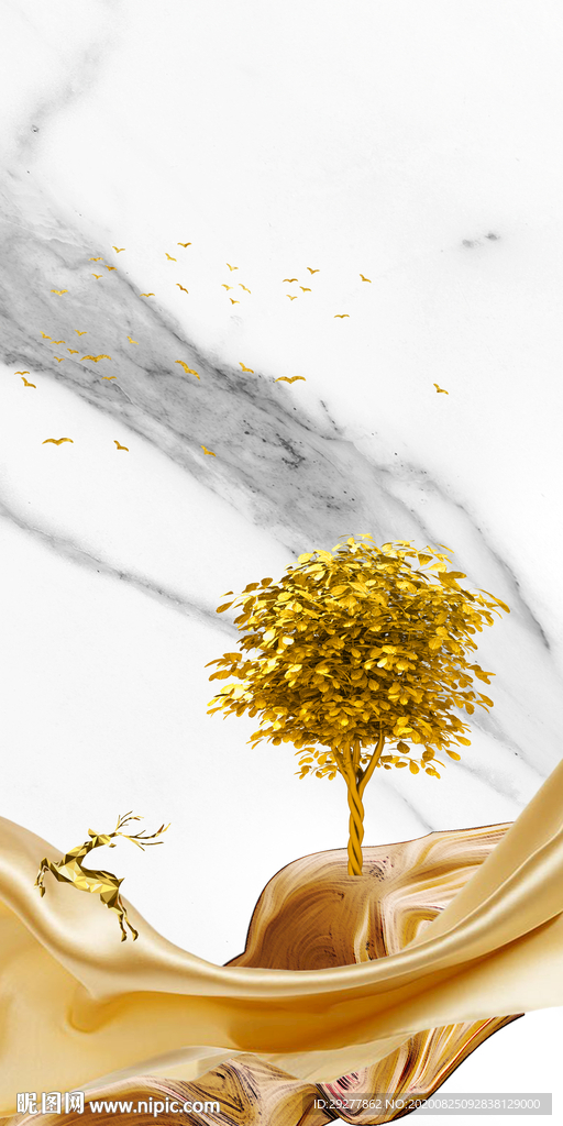 爵士白走道玄关山水 TIF分层