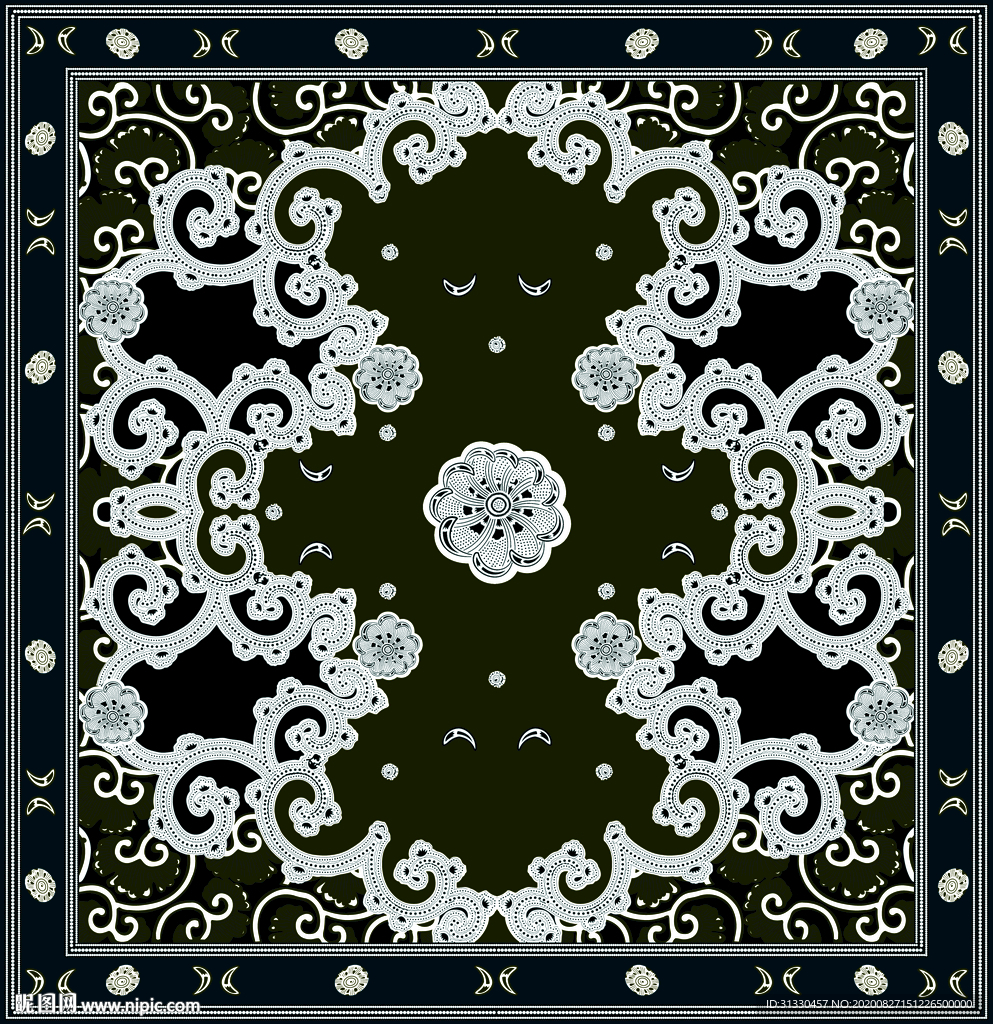 方格子线条腰果方巾