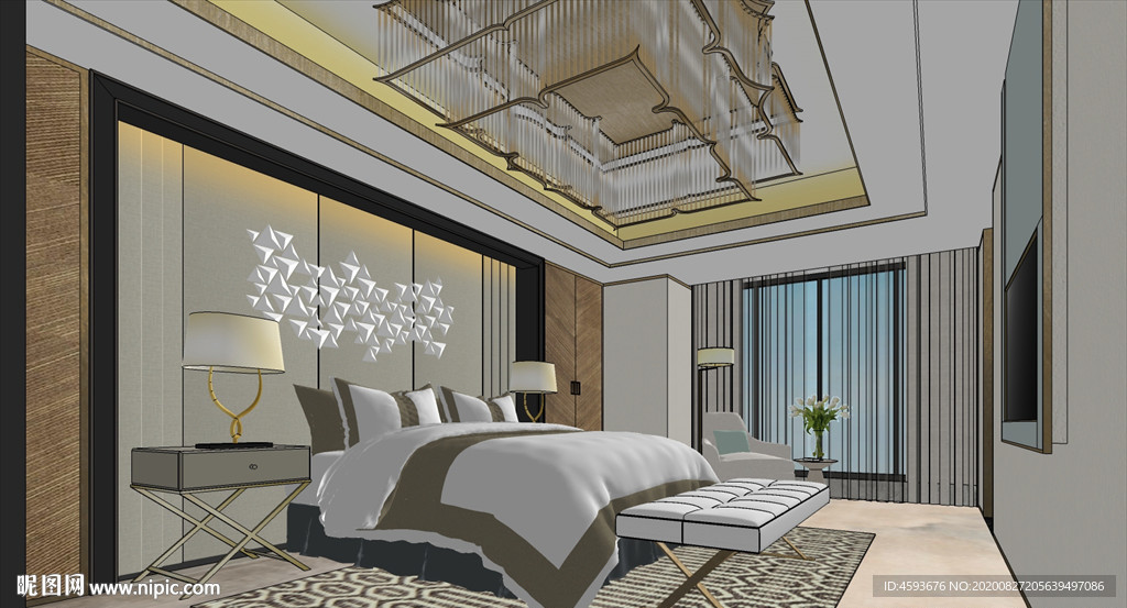 港式后现代卧室SU模型