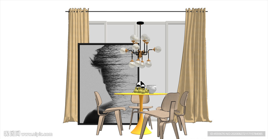 轻奢餐厅软装SU模型