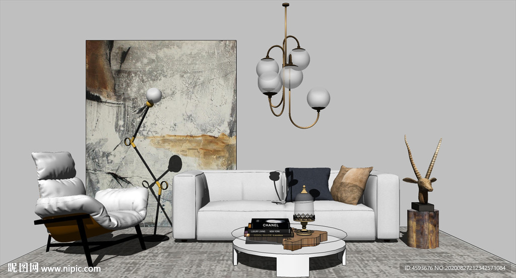 轻奢客厅SU模型