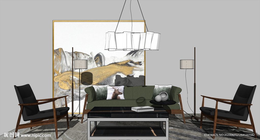 北欧客厅软装SU模型