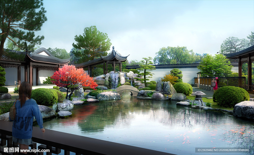 中式园林庭院效果图