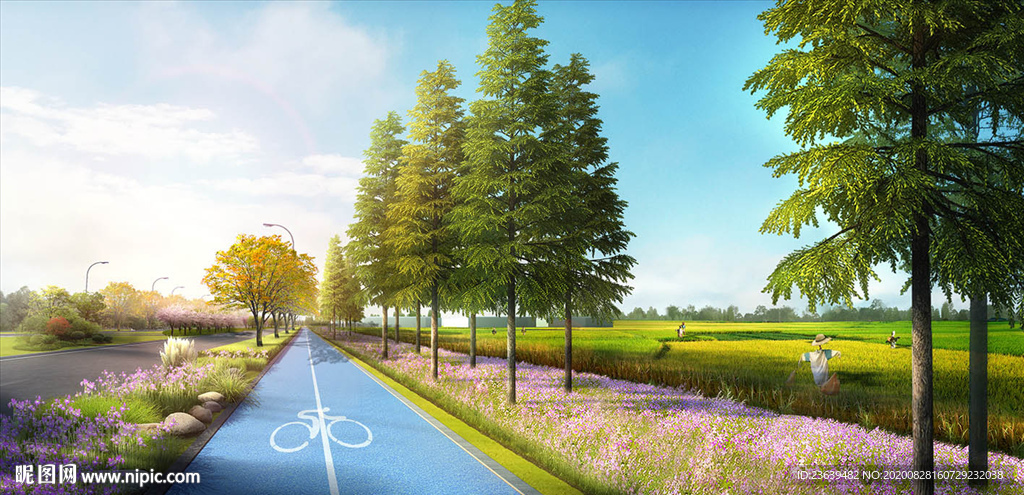 新农村健身步道效果图