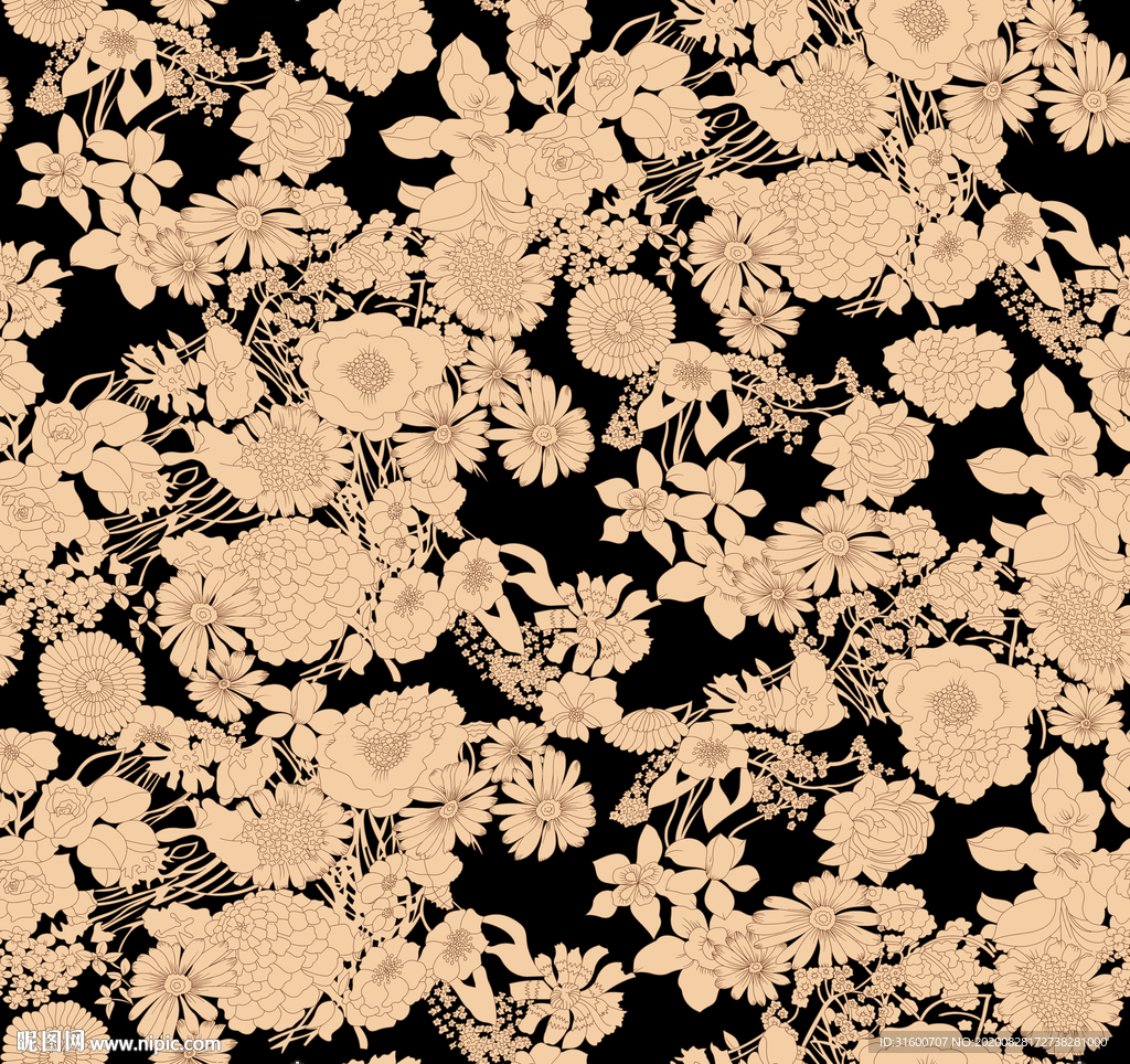 手绘植物叶子大花