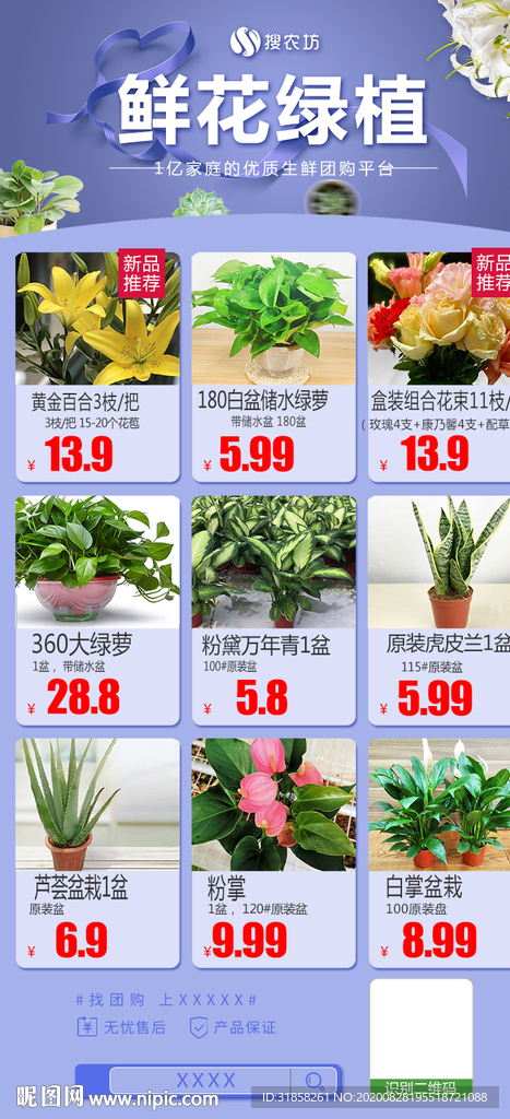 鲜花绿植集合推广模板海报
