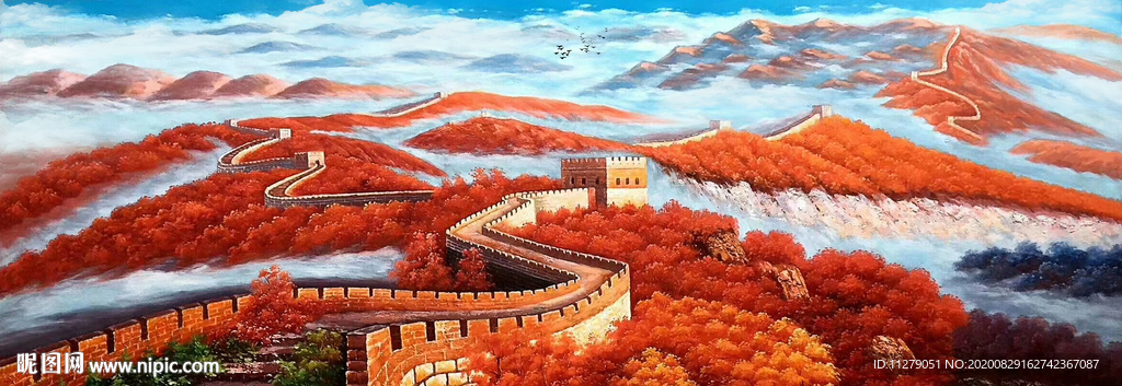 长城油画风景画